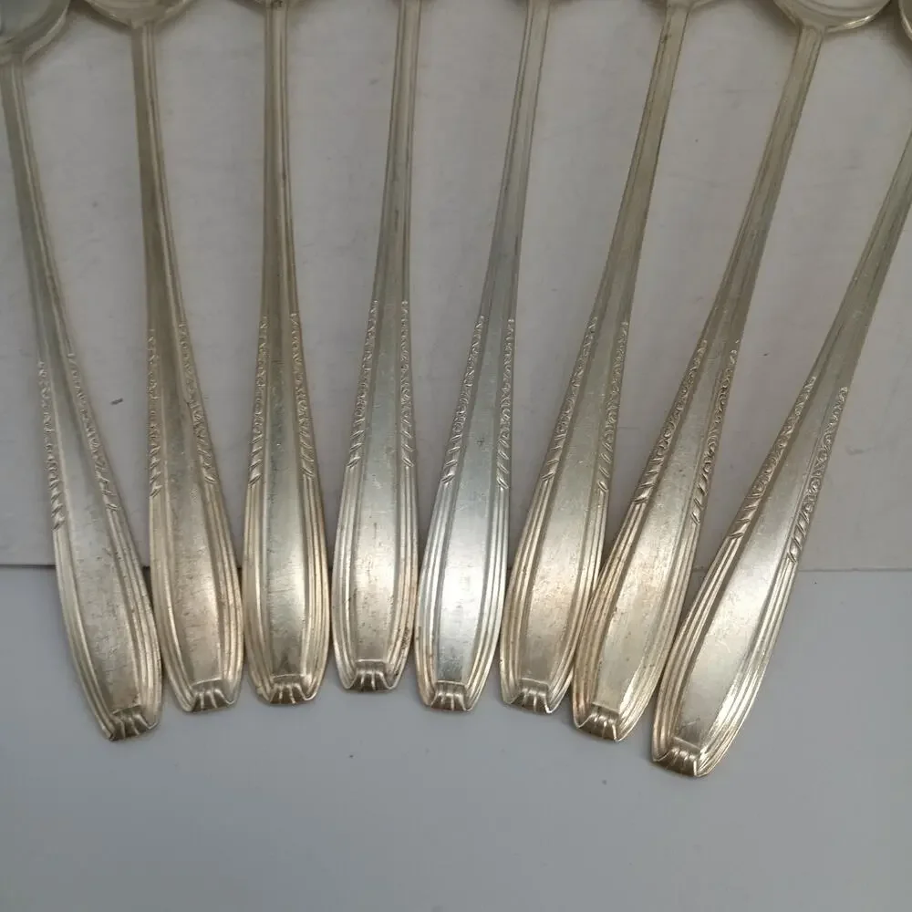 8X LHTsp Harmony House Wallace Serenade Silverplate Long Handled Tea Spoons Vtg